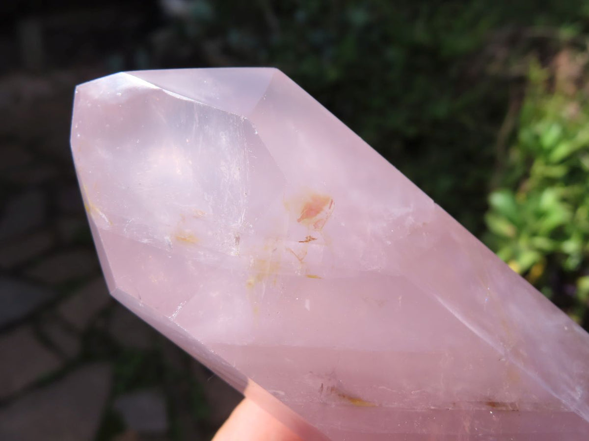 Polished Super Gemmy Pink Rose Quartz Double Terminated Points x 6 From Madagascar - TopRock