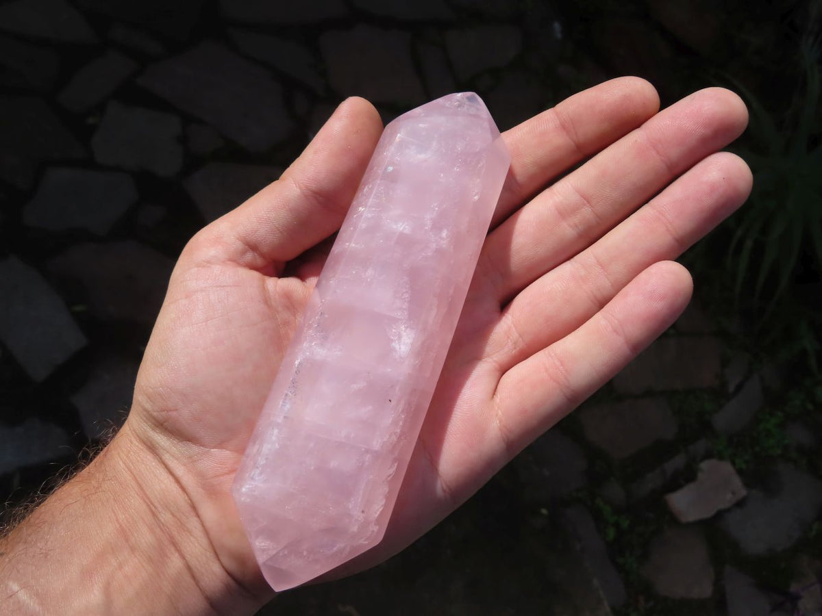 Polished Super Gemmy Pink Rose Quartz Double Terminated Points x 6 From Madagascar - TopRock