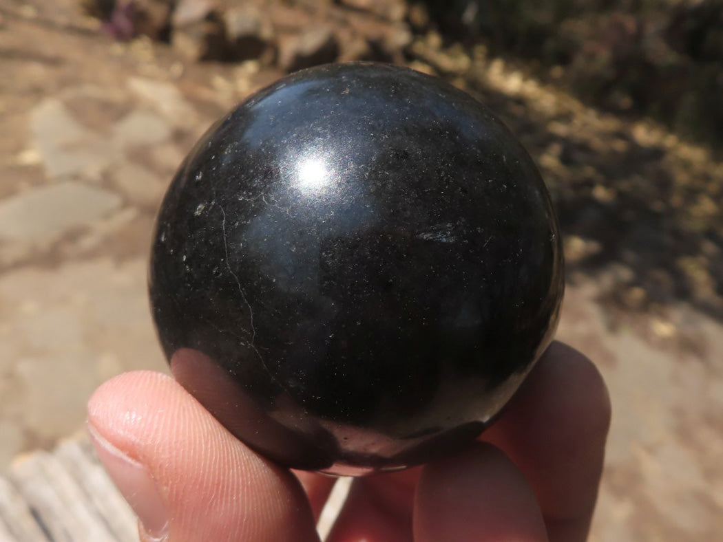 Polished Pitch Black Basalt Spheres x 6 From Madagascar - TopRock