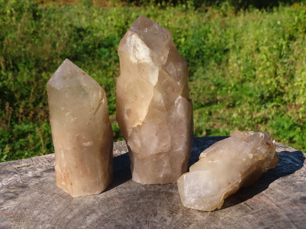 Natural Half & Half Polished Arcadian Angolan Quartz Crystals With Key Features x 3 From Angola - TopRock