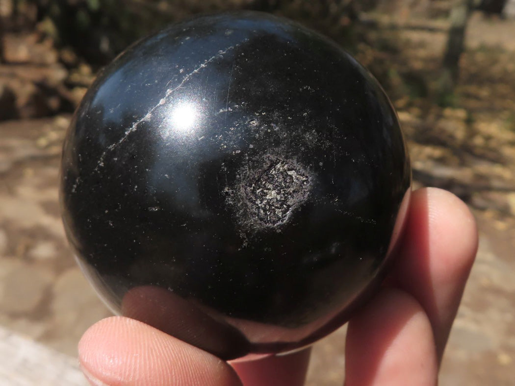 Polished Pitch Black Basalt Spheres x 6 From Madagascar - TopRock