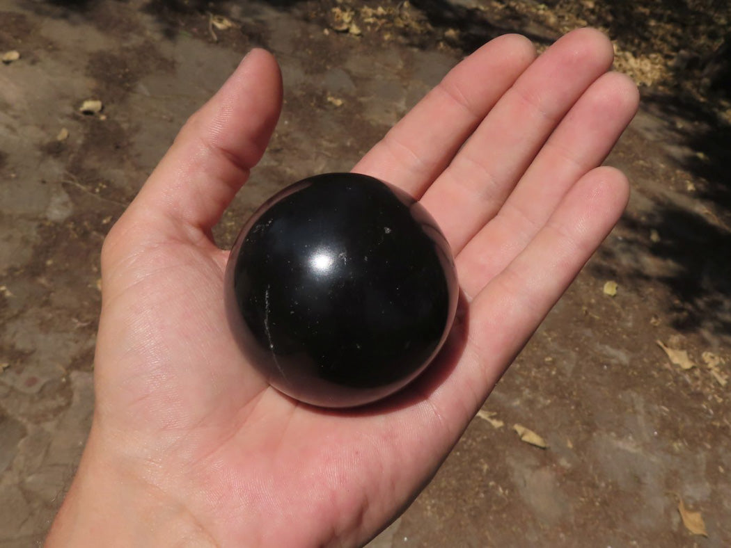 Polished Pitch Black Basalt Spheres x 6 From Madagascar - TopRock