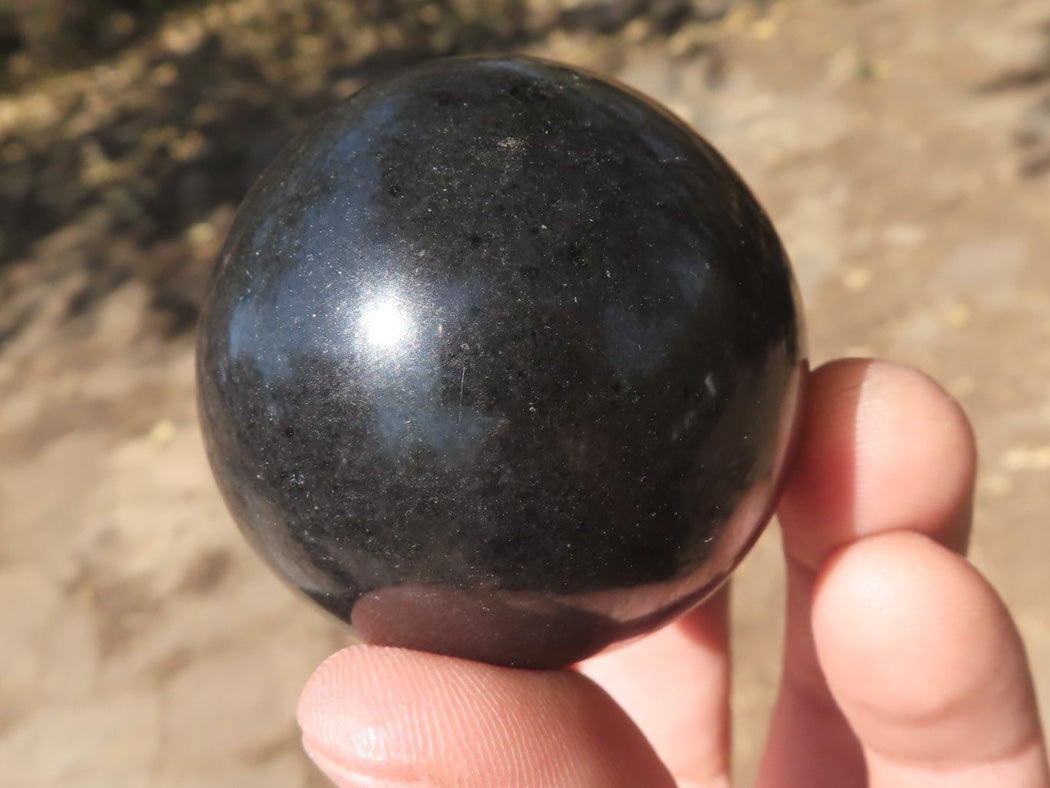 Polished Pitch Black Basalt Spheres x 6 From Madagascar - TopRock