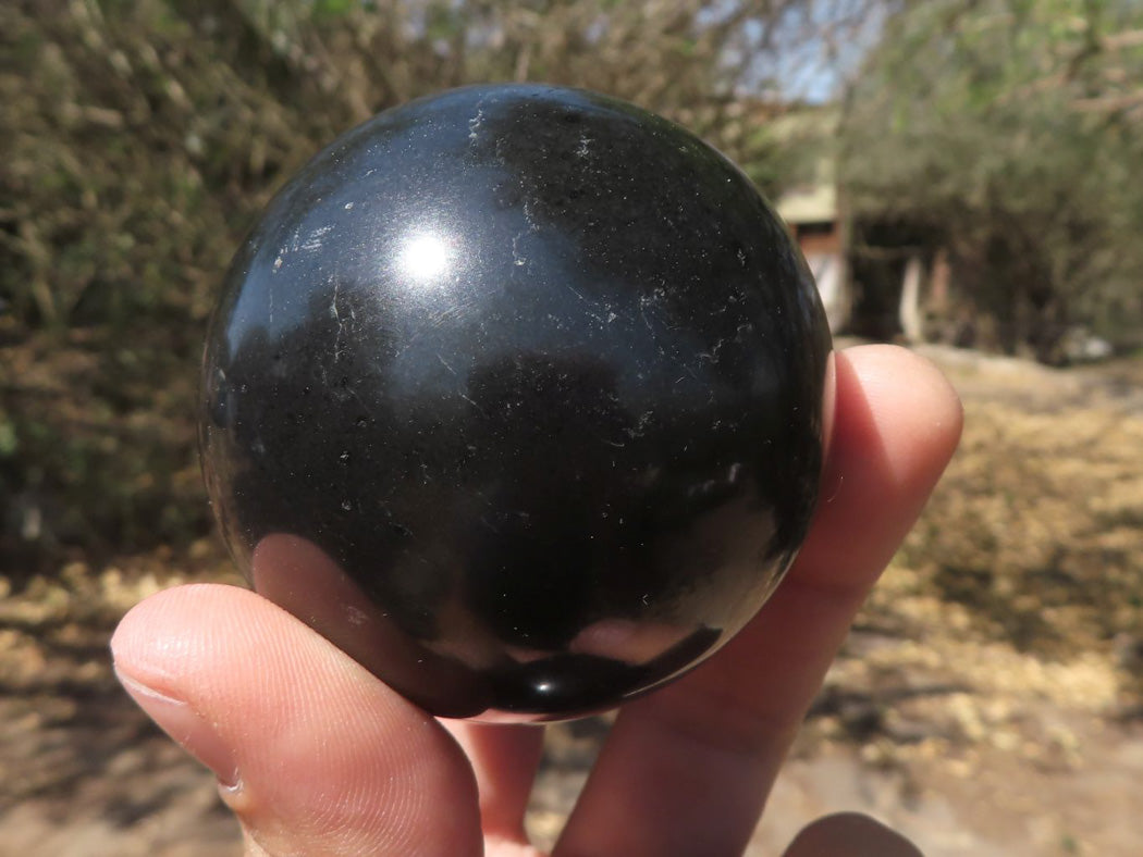 Polished Pitch Black Basalt Spheres x 6 From Madagascar - TopRock