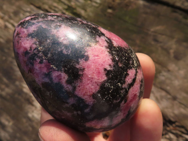 Polished Pink & Black Rhodonite Eggs  x 6 From Madagascar - TopRock
