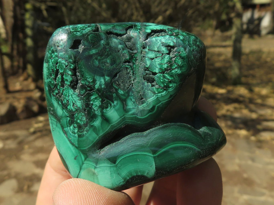 Polished Malachite Free Forms With Stunning Flower & Banding Patterns x 12 From Congo - TopRock