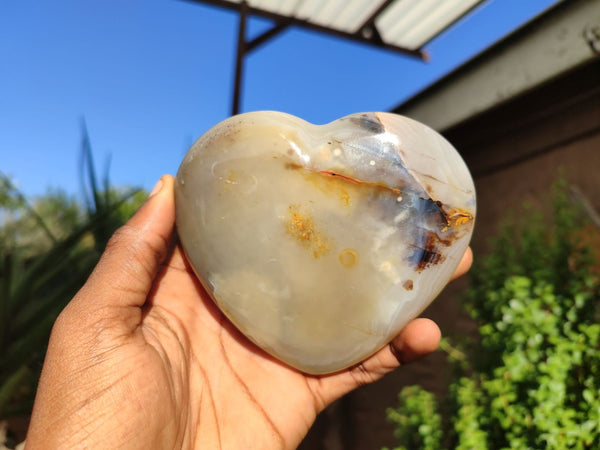 Polished Dendritic Agate Gemstone Hearts  x 3 From Madagascar - Toprock Gemstones and Minerals 
