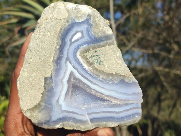 Polished One Side Polished Blue Lace Agate Specimens  x 3 From Nsanje, Malawi