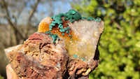 Natural Rare Ball Malachite On Drusy Quartz & Dolomite Specimens x 2 From Kambove, Congo - Toprock Gemstones and Minerals