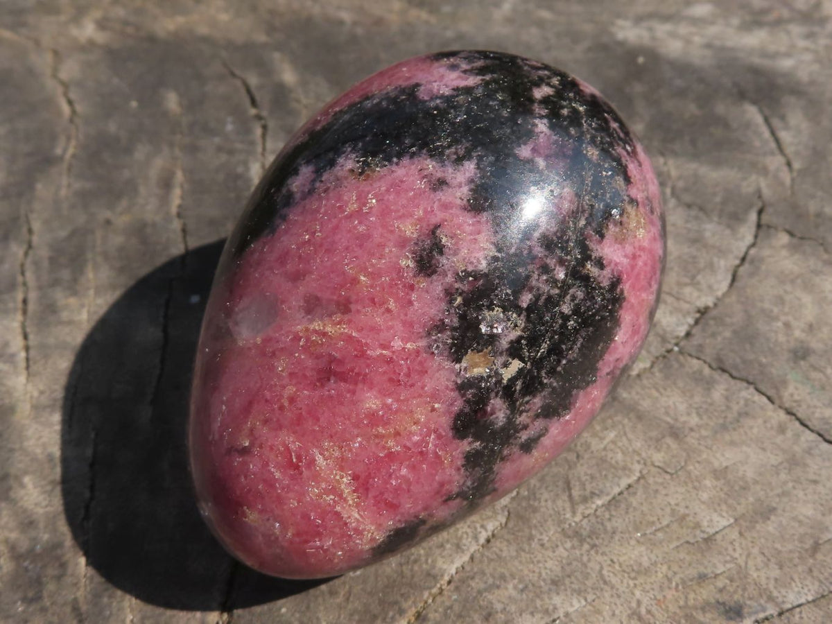 Polished Pink & Black Rhodonite Eggs x 6 From Ambindavato, Madagascar - TopRock