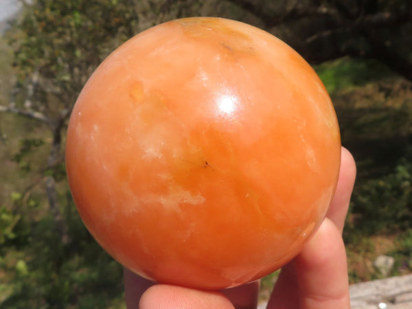 Polished Large Bright Vibrant Orange Twist Calcite Spheres  x 2 From Maevantanana, Madagascar - TopRock