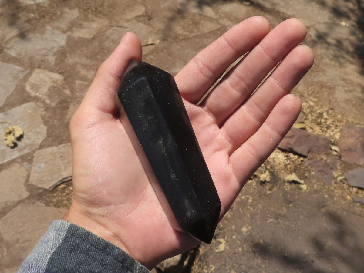 Polished Double Terminated Black Basalt Points x 12 From Madagascar - TopRock