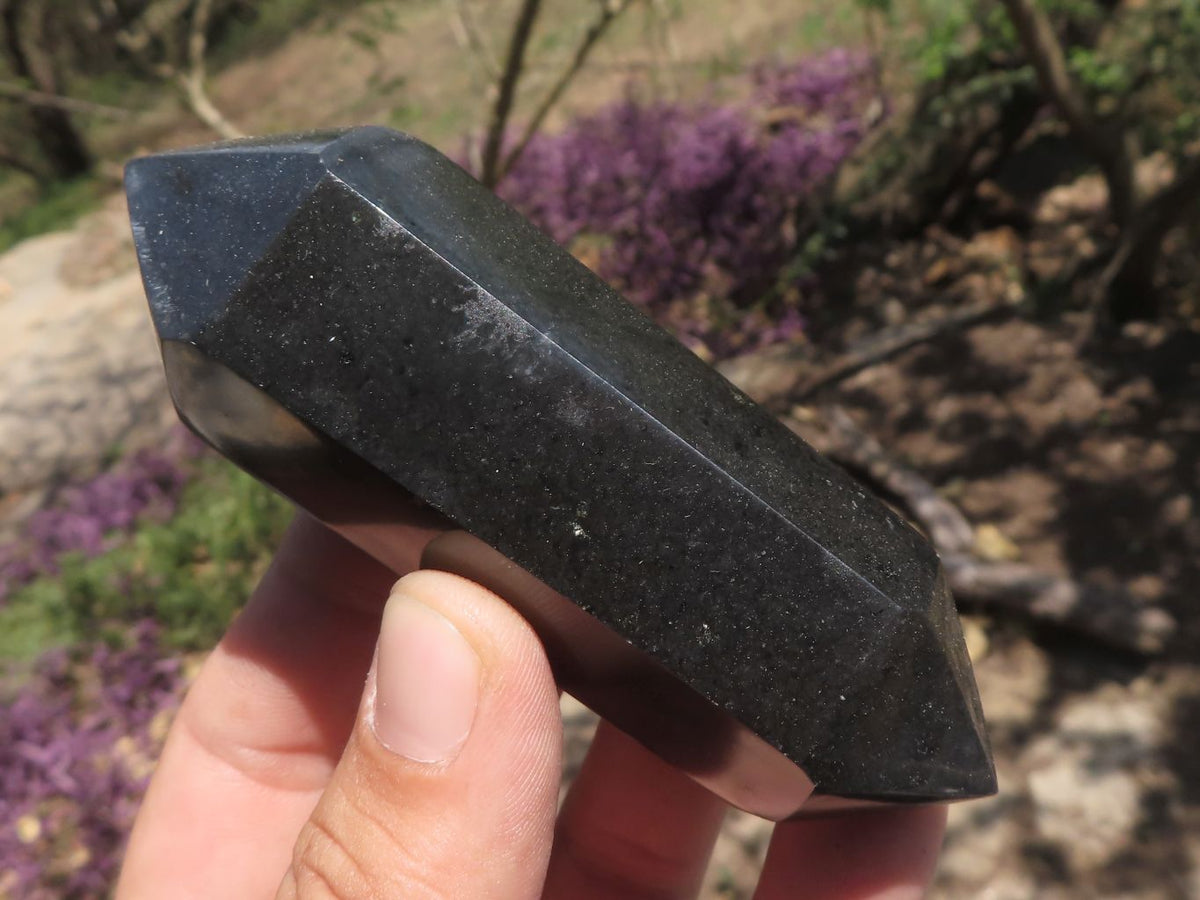 Polished Double Terminated Black Basalt Points x 12 From Madagascar - TopRock