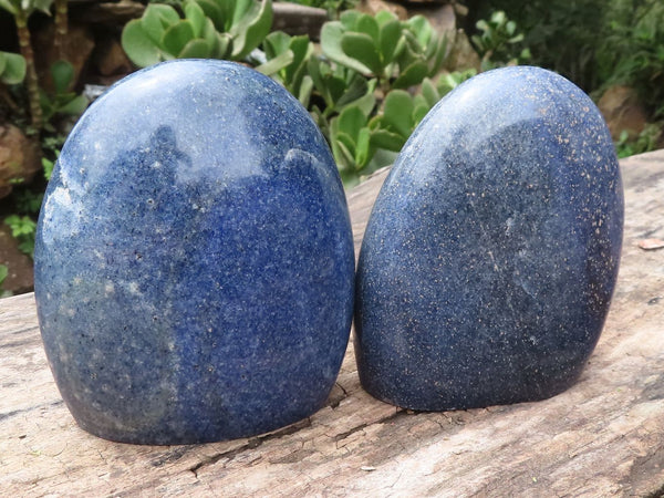 Polished Deep Blue Lazulite Standing Free Forms  x 2 From Madagascar - TopRock
