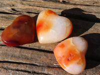 Polished Carnelian Agate Hearts & Palm Stones  x 12 From Madagascar - Toprock Gemstones and Minerals