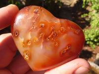 Polished Carnelian Agate Hearts & Palm Stones  x 12 From Madagascar - Toprock Gemstones and Minerals