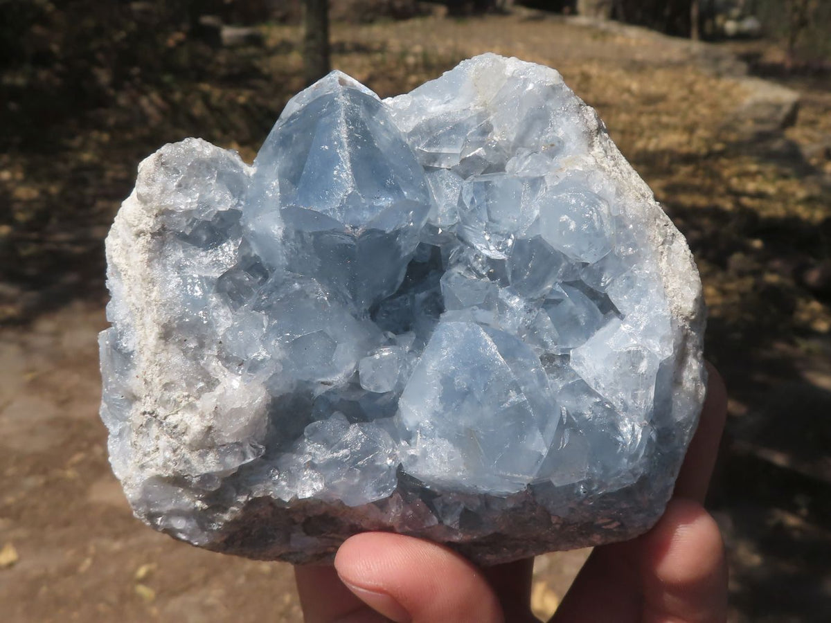 Natural Blue Celestite Specimens With Large Cubic Crystals x 2 From Sakoany, Madagascar - TopRock