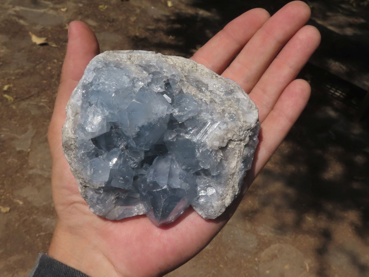 Natural Blue Celestite Specimens With Large Cubic Crystals x 2 From Sakoany, Madagascar - TopRock