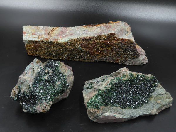 Natural Rare Libethenite With Dark Green Orthorhombic Crystals x 3 From Kambove, Congo - TopRock
