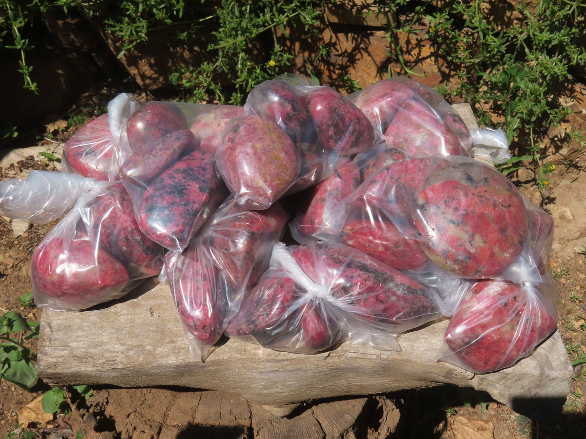 Polished Selected New Red Zimbabwe Rhodonite Made Into Free Forms - sold per Kg From Zimbabwe - TopRock