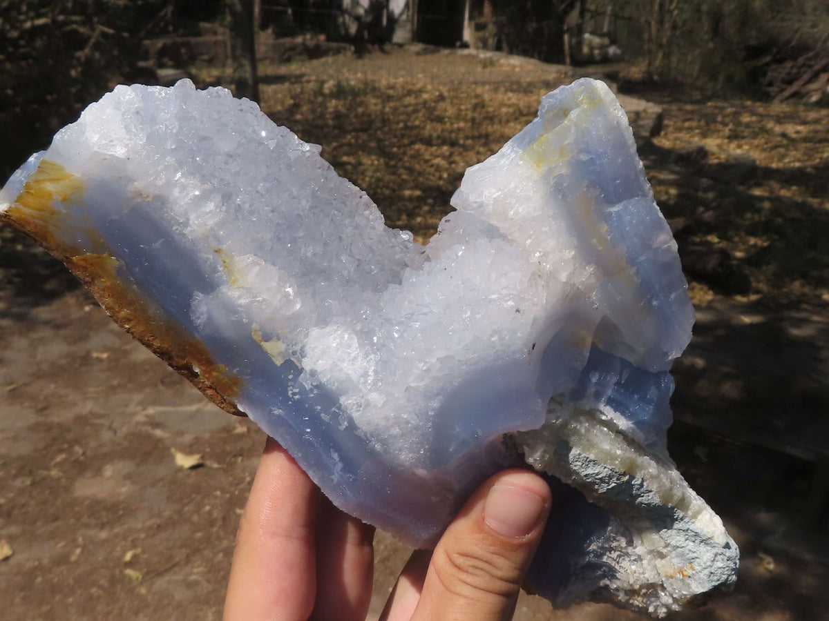 Natural Blue Lace Agate Geode Specimens x 2 From Nsanje, Malawi - TopRock
