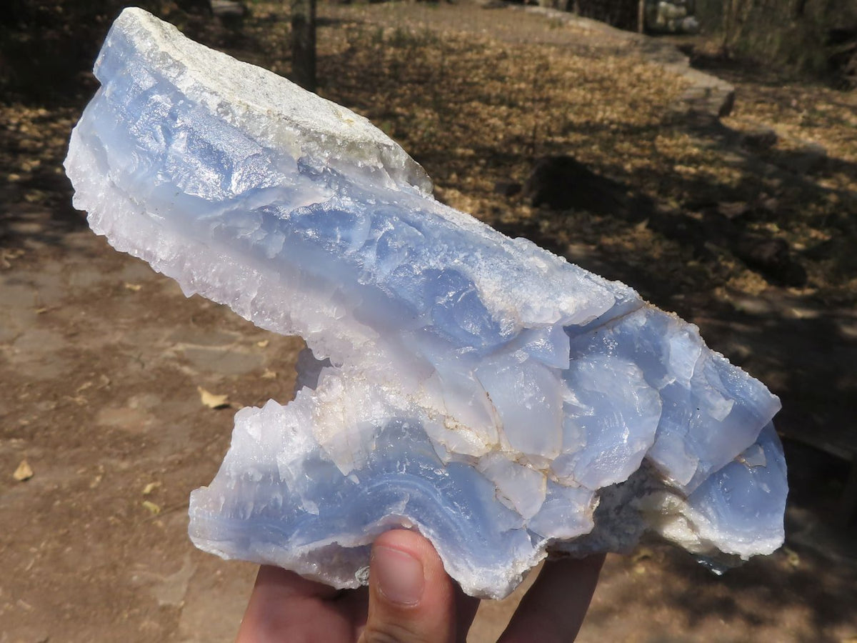 Natural Blue Lace Agate Geode Specimens x 2 From Nsanje, Malawi - TopRock