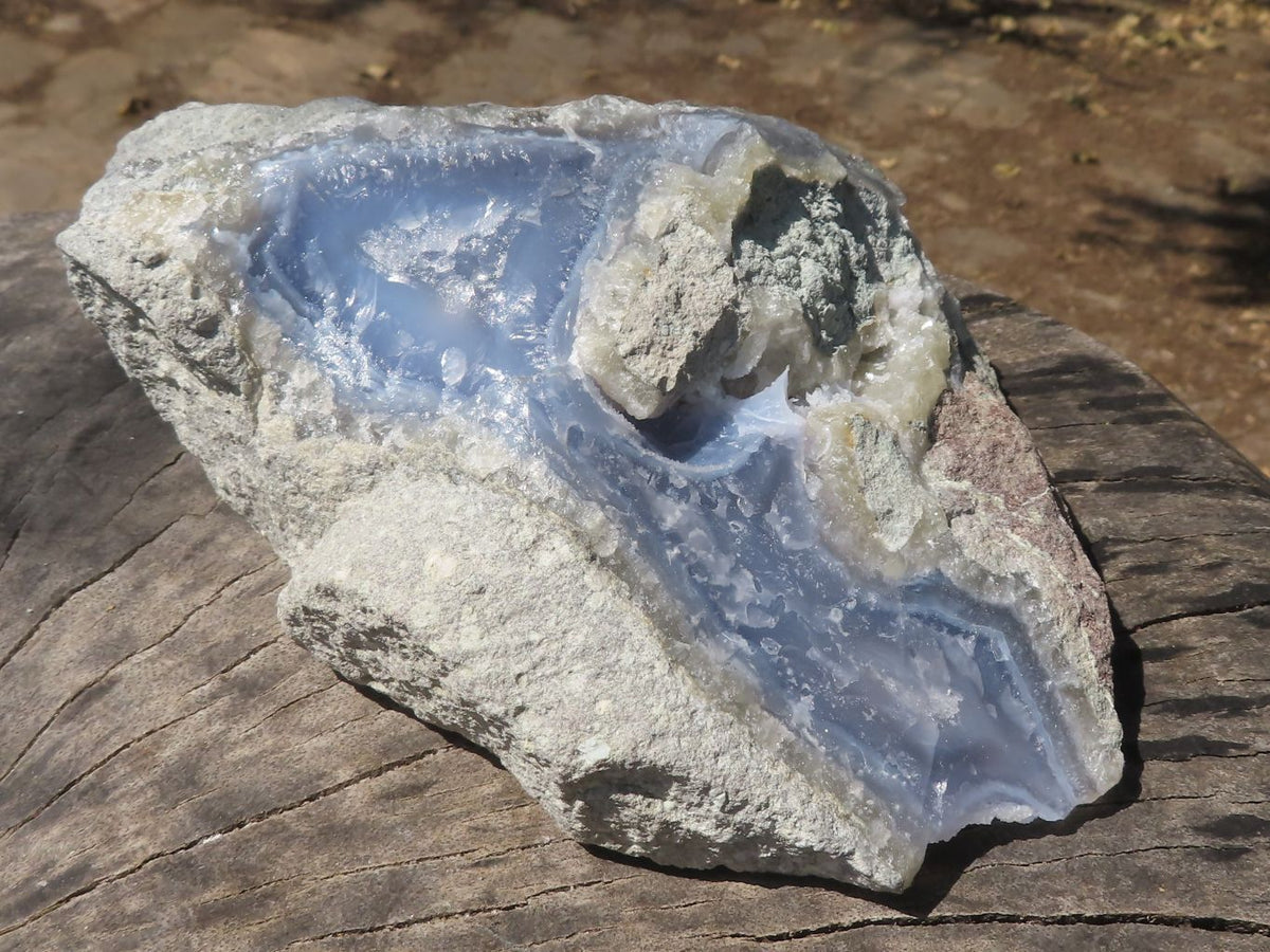 Natural Blue Lace Agate Geode Specimens x 2 From Nsanje, Malawi - TopRock
