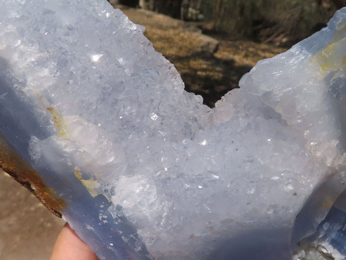 Natural Blue Lace Agate Geode Specimens x 2 From Nsanje, Malawi - TopRock