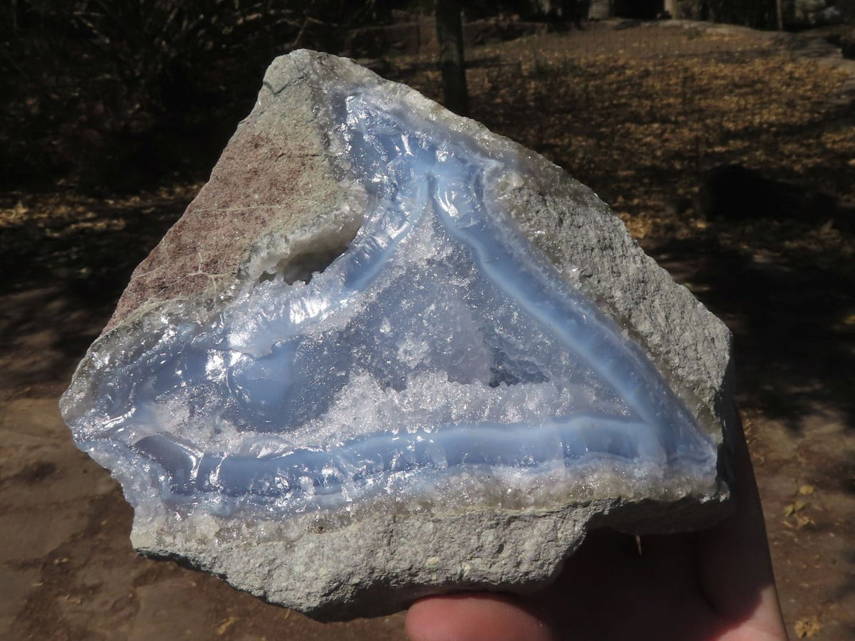Natural Blue Lace Agate Geode Specimens x 2 From Nsanje, Malawi - TopRock
