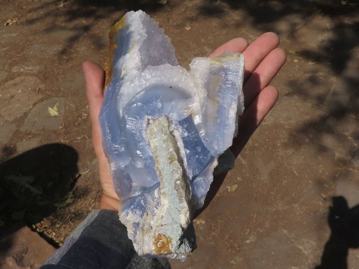 Natural Blue Lace Agate Geode Specimens x 2 From Nsanje, Malawi - TopRock
