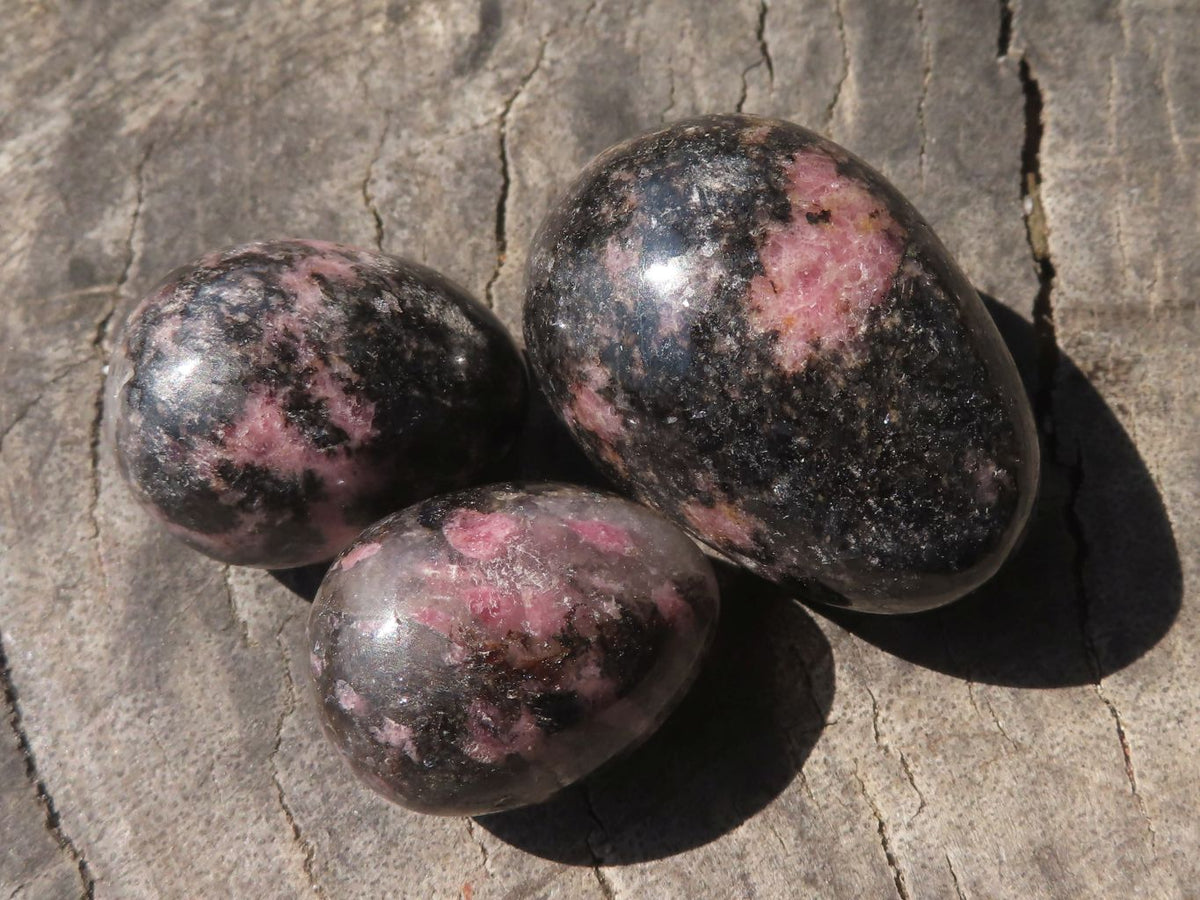 Polished Mini Pink & Black Rhodonite Eggs x 35 From Ambindavato, Madagascar - TopRock