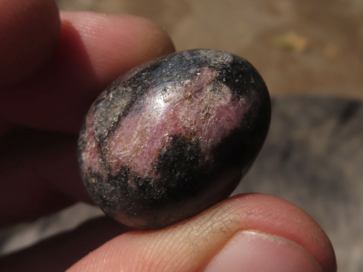 Polished Mini Pink & Black Rhodonite Eggs x 35 From Ambindavato, Madagascar - TopRock