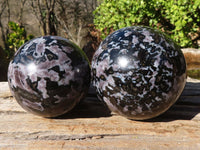 Polished Gabbro / Merlinite Spheres  x 2 From Ambatondrazaka, Madagascar - Toprock Gemstones and Minerals