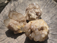 Natural Smokey White Phantom Quartz Clusters  x 3 From Luena, Congo - TopRock