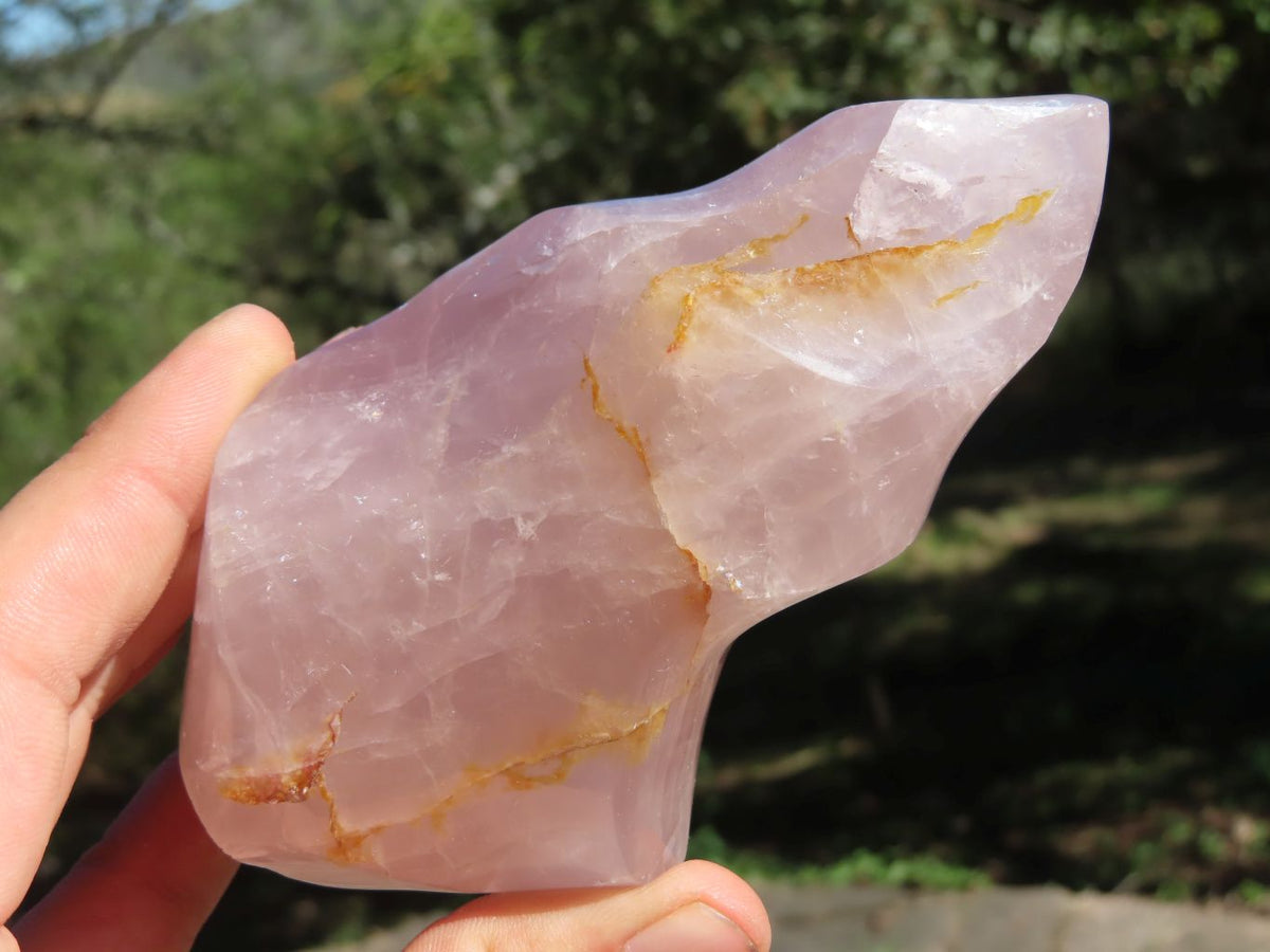Polished Gemmy Rose Quartz Flames x 3 From Madagascar - TopRock