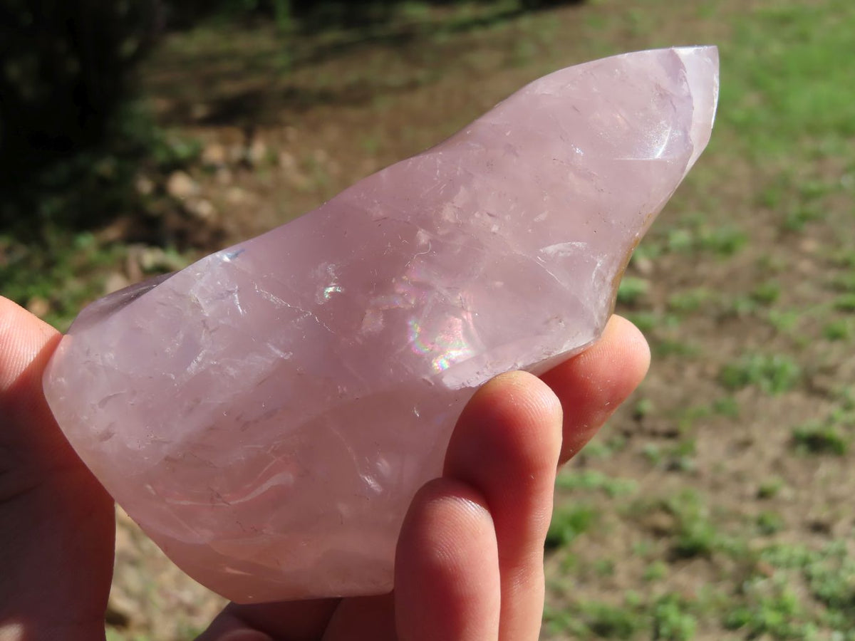 Polished Gemmy Rose Quartz Flames x 3 From Madagascar - TopRock