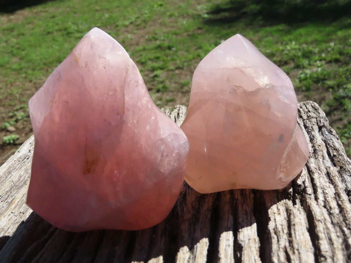 Polished Gemmy Rose Quartz Flames x 3 From Madagascar - TopRock