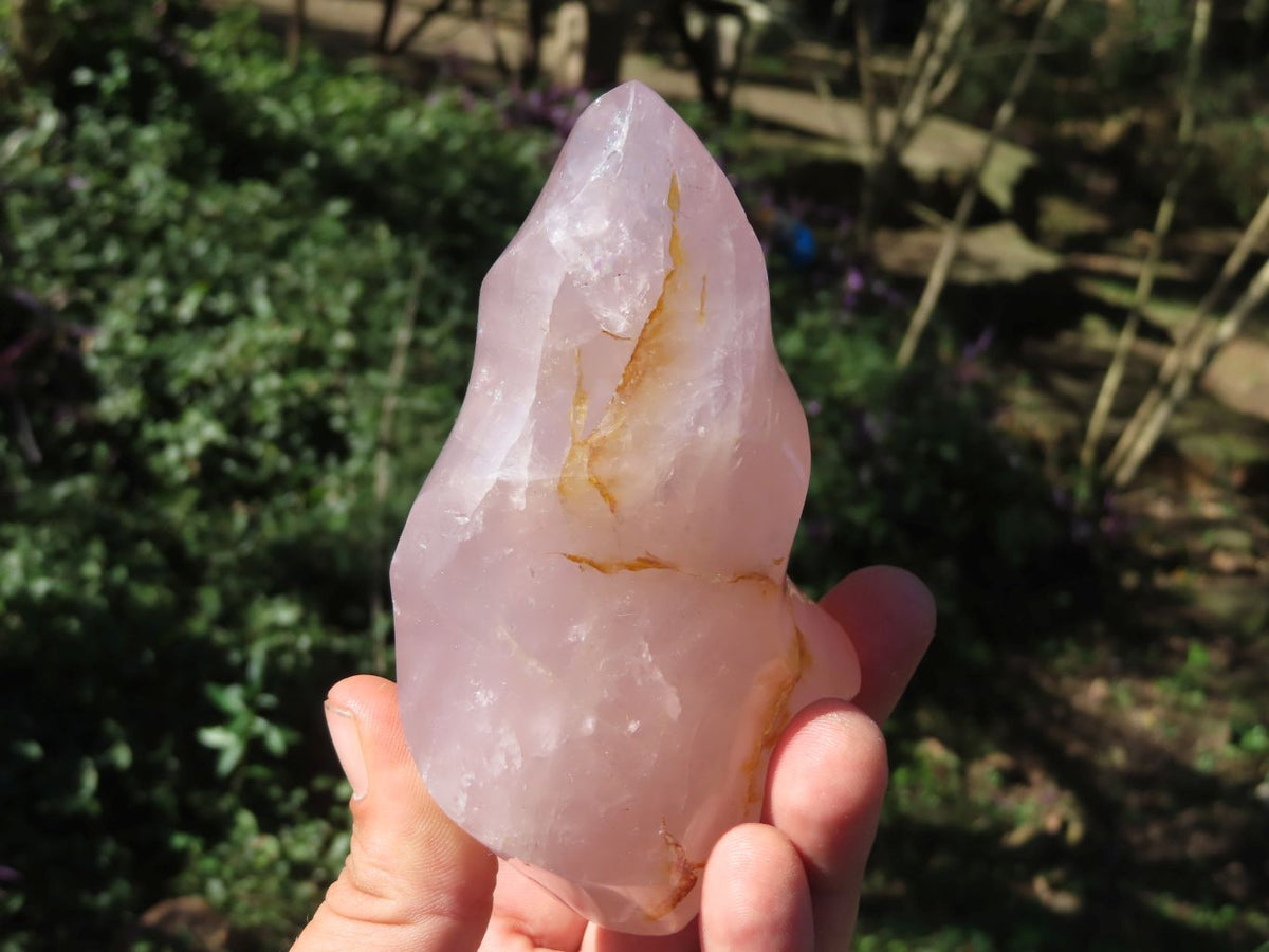 Polished Gemmy Rose Quartz Flames x 3 From Madagascar - TopRock