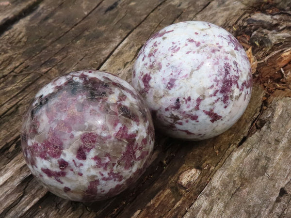 Polished Rubellite Pink Tourmaline Spheres  x 2 From Ambatondrazaka, Madagascar - TopRock