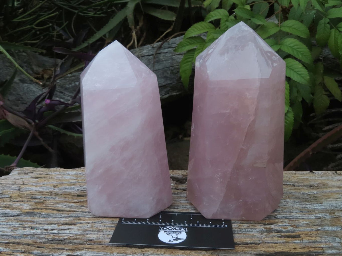 Polished Rose Quartz Crystal Points x 2 From Madagascar - TopRock