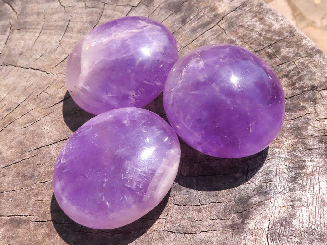 Polished Amethyst Palm Stones With Smokey Patterns x 12 From Madagascar - TopRock