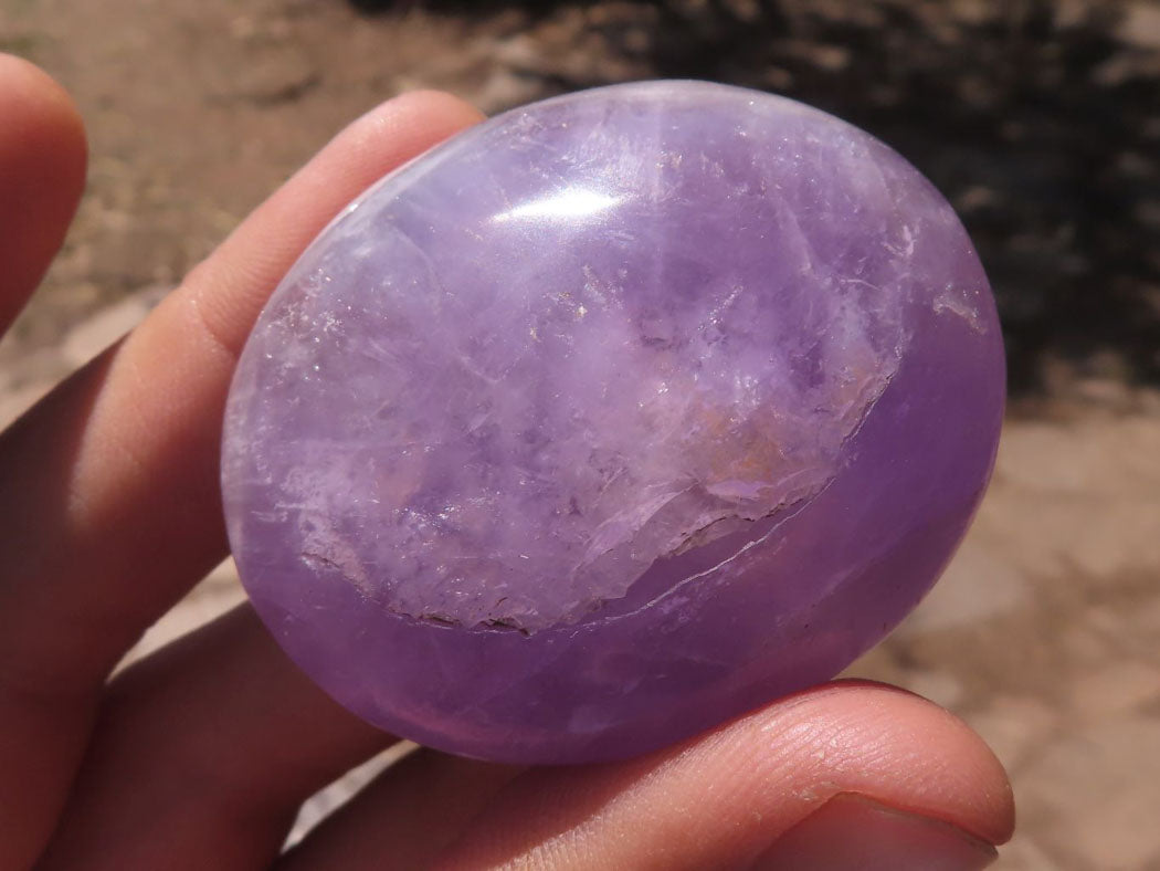 Polished Amethyst Palm Stones With Smokey Patterns x 12 From Madagascar - TopRock