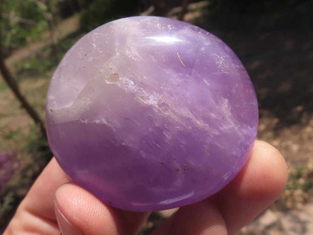 Polished Amethyst Palm Stones With Smokey Patterns x 12 From Madagascar - TopRock
