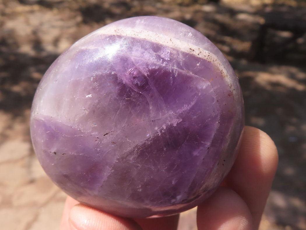 Polished Amethyst Palm Stones With Smokey Patterns x 12 From Madagascar - TopRock