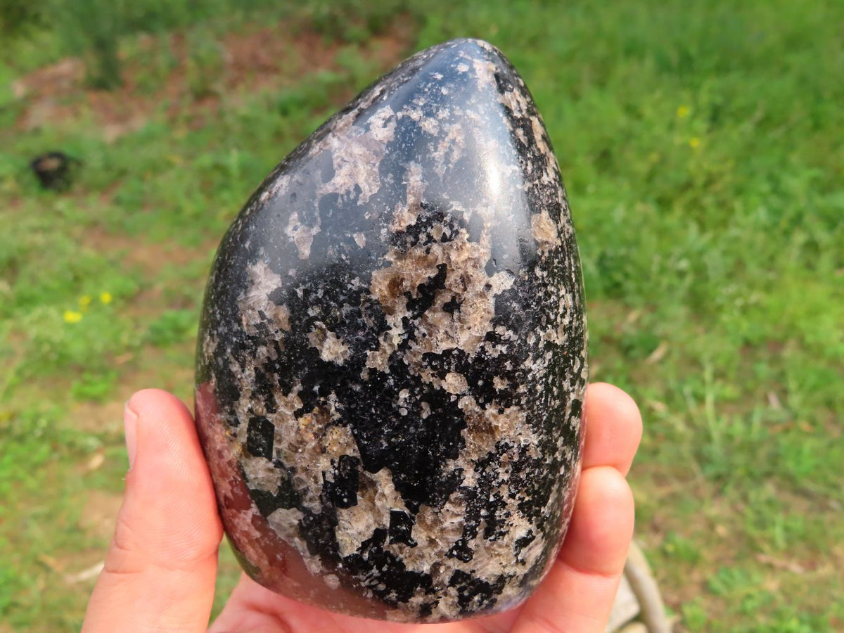 Polished Black Tourmaline In Matrix Standing Free Forms x 3 From Madagascar - TopRock