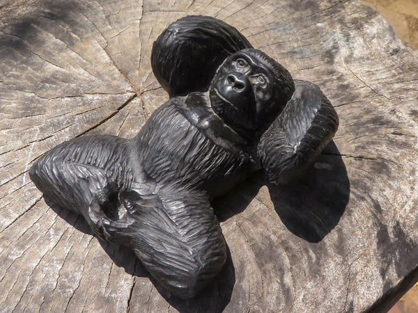 Polished Resting Gorilla Soapstone Carving  x 1 From Zimbabwe - TopRock