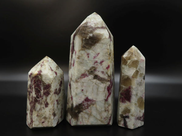 Polished Pink Rubellite Tourmaline  Crystal Points x 3 From Ambatondrazaka, Madagascar - TopRock