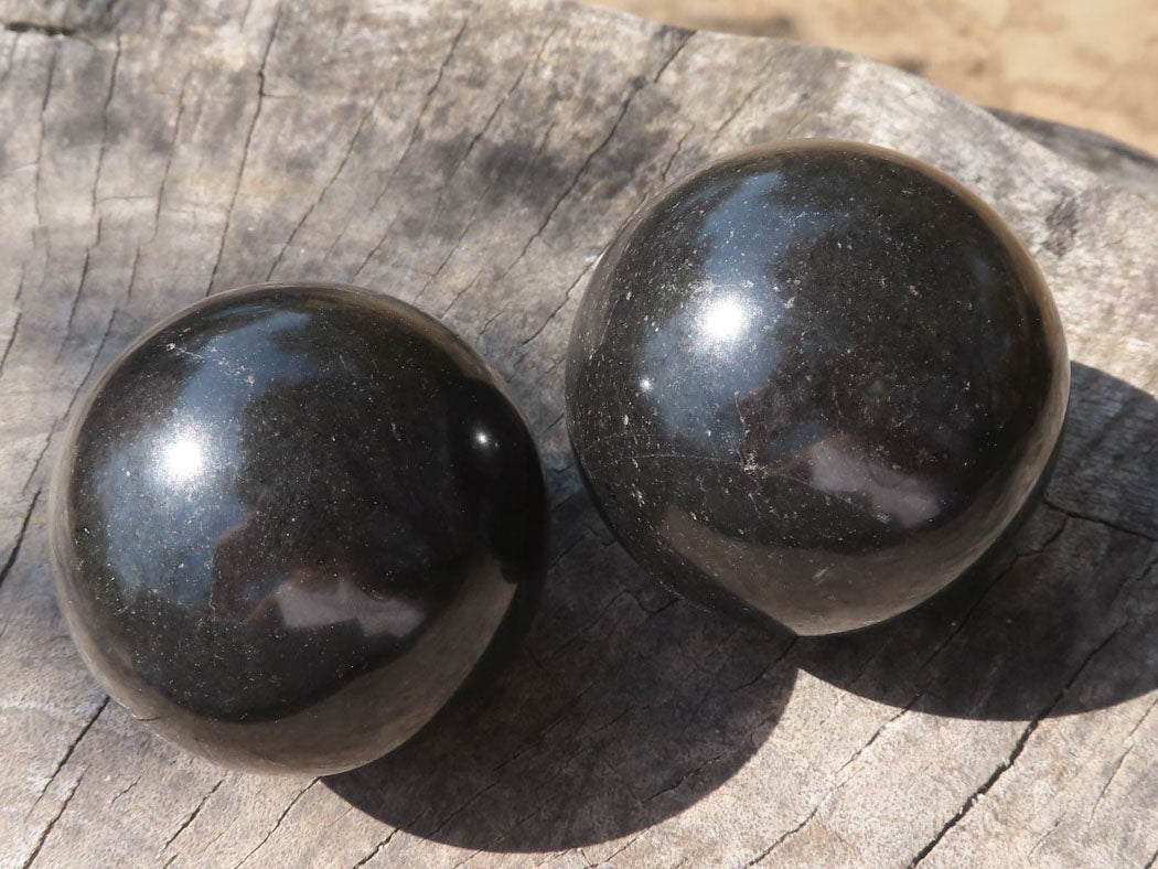 Polished Black Basalt Spheres x 6 From Madagascar - TopRock