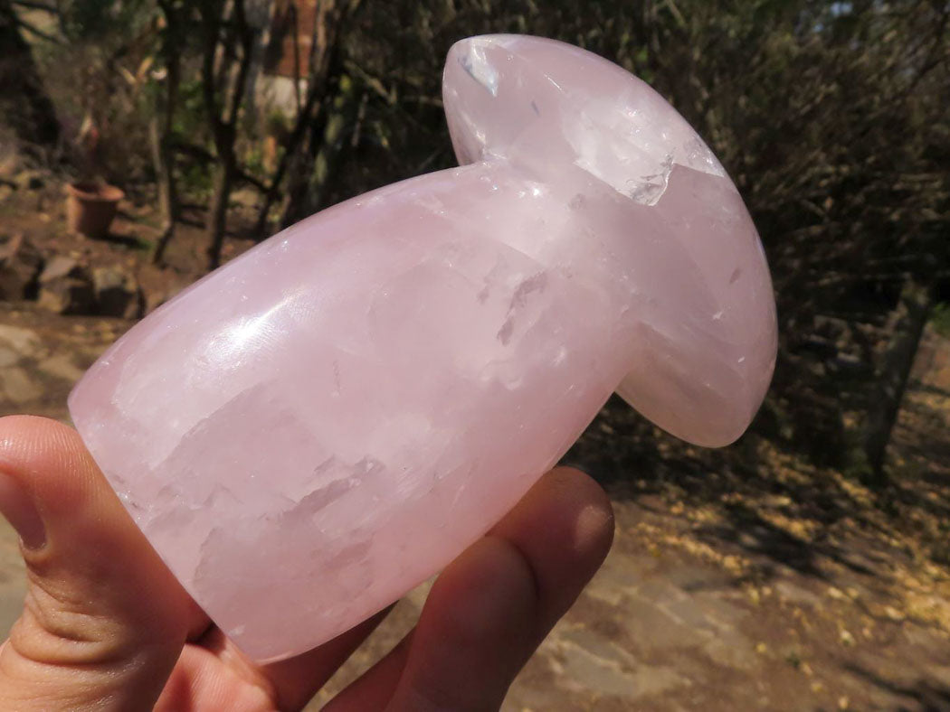 Polished Large Gemmy Pink Rose Quartz Mushrooms x 4 From Madagascar - TopRock