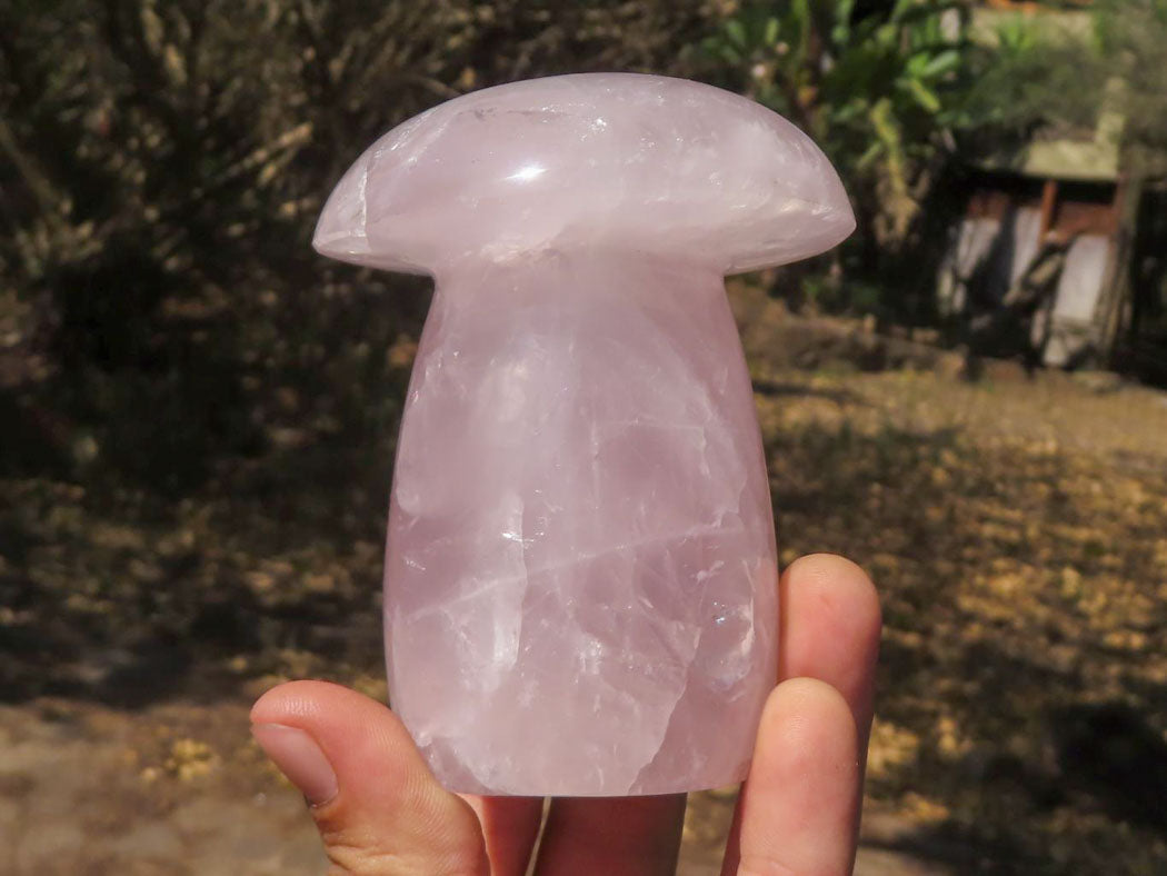 Polished Large Gemmy Pink Rose Quartz Mushrooms x 4 From Madagascar - TopRock